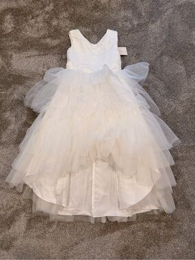 NWT Trish Scully Child Ivory Lace Tulle Flower Girl Dress Size 7